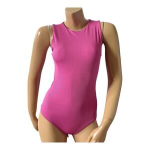 Express Womens XS Pink Ribbed Body Contour Bodysuit Sleeveless Tank Stretch